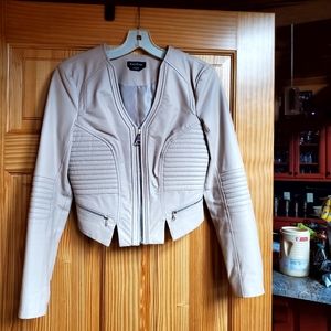 Leather jacket taupe